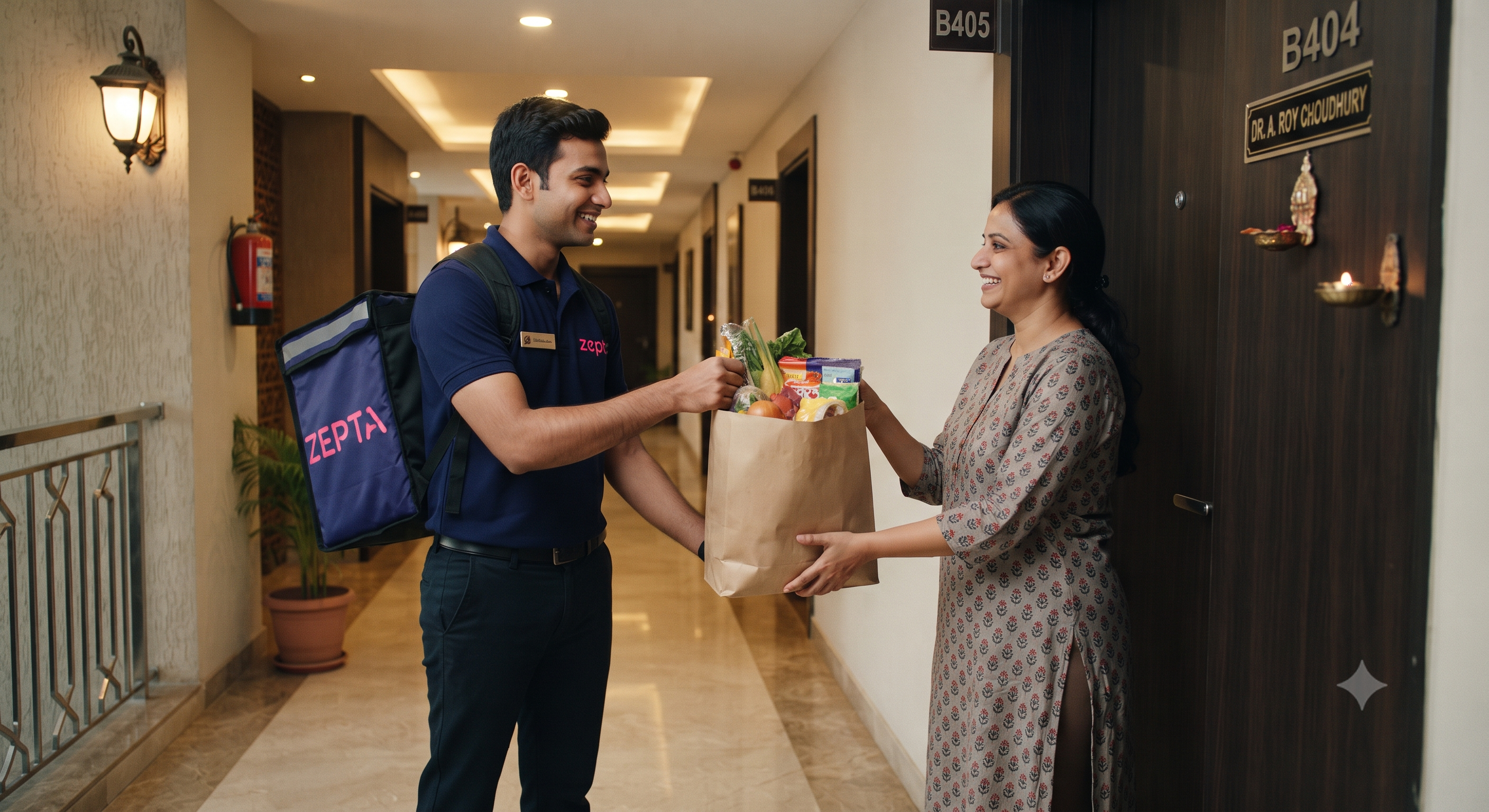A local delivery arriving at a home